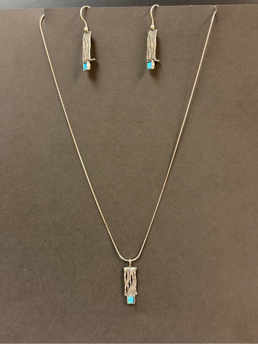 Sterling Silver & Opal Accent Necklace and Earrings Set